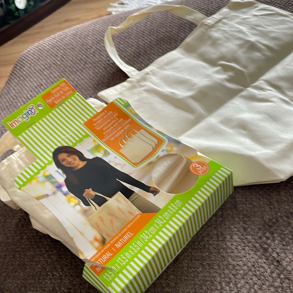 Imagin8/ canvas totes, natural,total 5 totes
